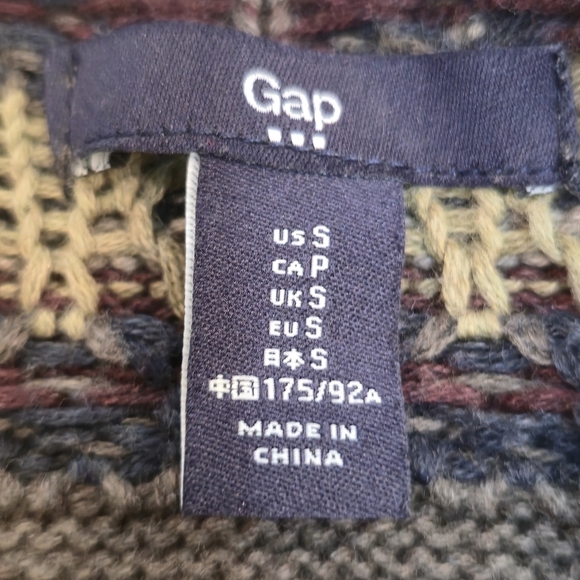 Gap Sweater Mens Medium Gray Shawl Cardigan Button Up Western Navajo Knit Hiking - Picture 2 of 12